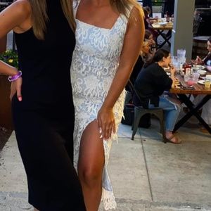 Bloomingdale's Blue and White Lace Dress